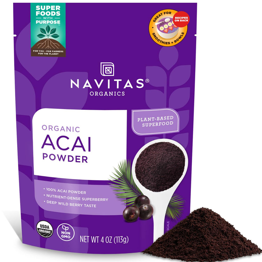 NAVITAS NATURALS Organic Acai Powder, 4-Ounce Pouches 🍁 All In One Marketplace Canada