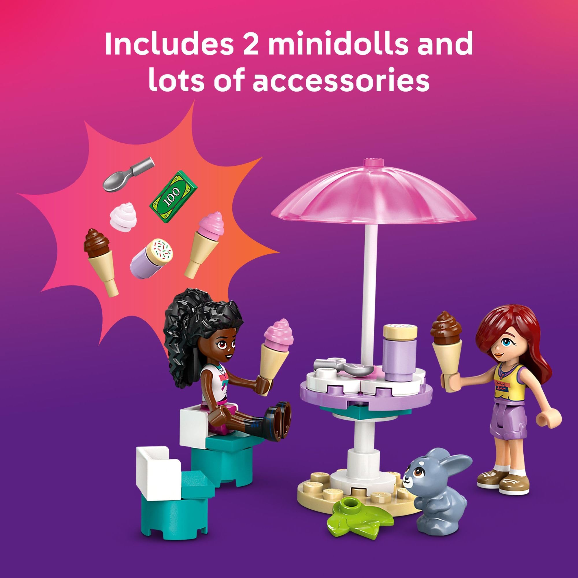 LEGO Friends Heartlake City Ice Cream Truck Toy - Building Toy Pretend Play Set for Kids, Girls and Boys, Ages 4+ - Preschool Building Blocks with 2 Minidolls and Rabbit Figure - 42644 🍁 All In One Marketplace Canada