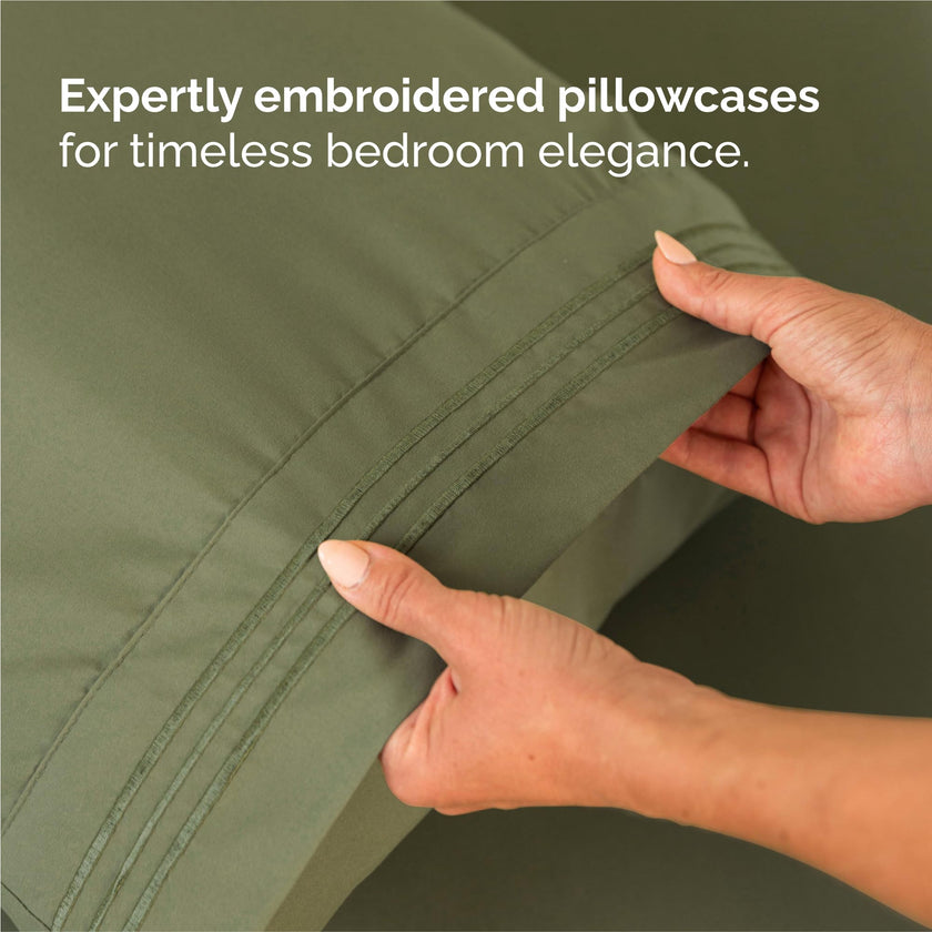 King Size 4 Piece Sheet Set - Comfy Breathable & Cooling Sheets - Hotel Luxury Bed Sheets for Women & Men - Deep Pockets, Easy-Fit, Soft & Wrinkle Free Sheets - Sage Green Oeko-Tex Bed Sheet Set 🍁 All In One Marketplace Canada