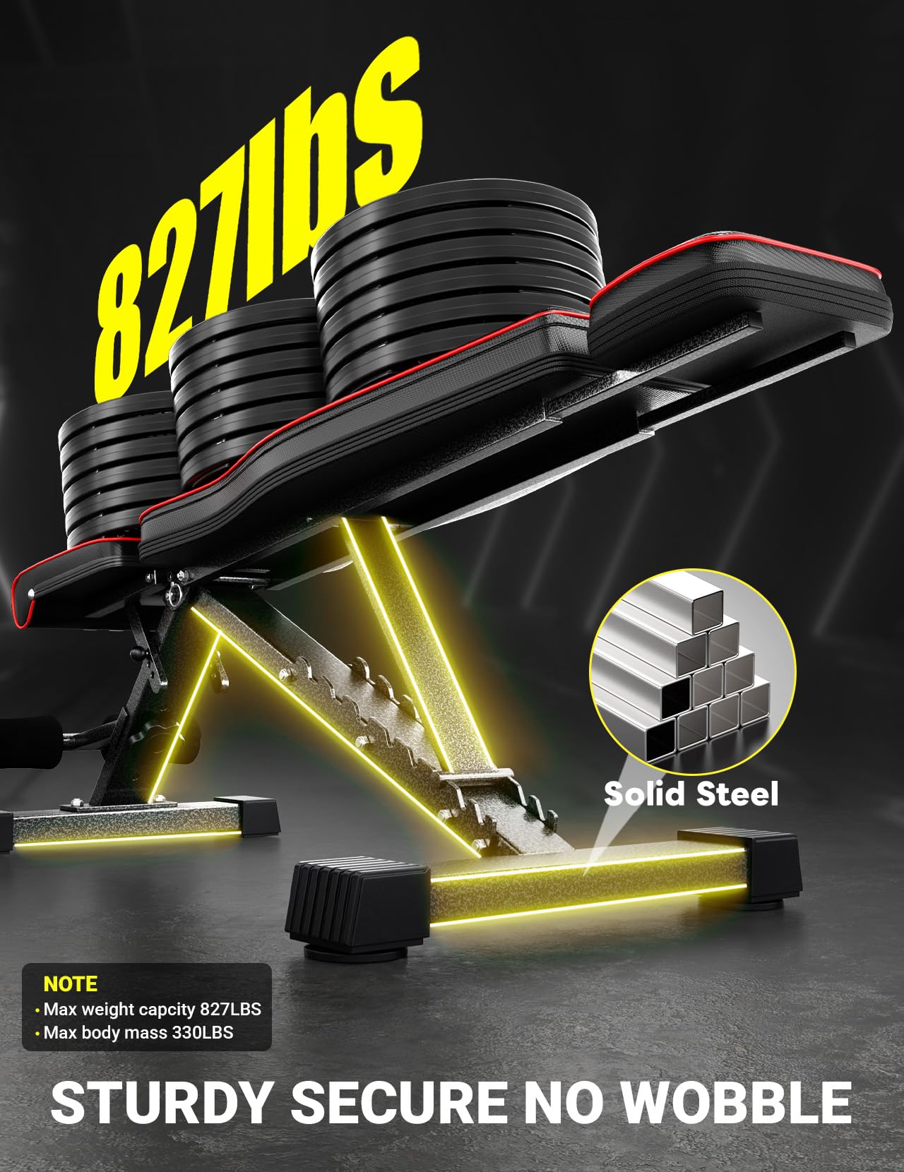 Yoleo Adjustable Weight Bench, 660LB Foldable Workout Bench with Extended Head/Neck Protection/Spine Support for Bench Press, Fast Folding Incline Decline Flat Bench 🍁 All In One Marketplace Canada