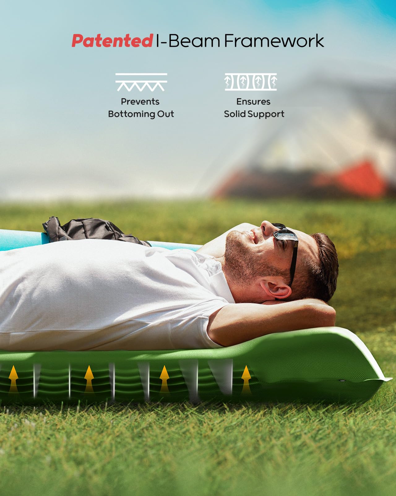 QPAU Camping Sleeping Pad, 2 Person Camping Mat, Enhanced Support for Healthy, with Built-in Foot Pump, 4.7 Inch Durable Sleeping Mattress for Camping, Hiking and Home (Pine Green) 🍁 All In One Marketplace Canada
