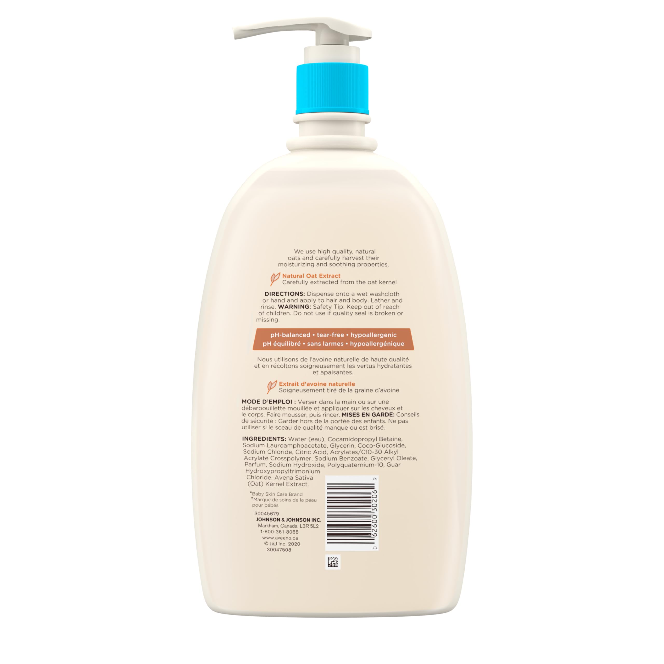 Aveeno Baby Wash and Shampoo - Gentle 2-in-1 Body Wash with Natural Oat Extract for Sensitive Skin - Tear-Free, Hypoallergenic Cleanser, Free from Parabens, Sulfates & Dyes - 975ml 🍁 All In One Marketplace Canada