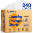 Laundry Detergent Sheets (240 Loads) - Space-Saving, Hypoallergenic,Travel-Friendly,Deep Cleaning, Fresh Linen Scent, Plastic-Free, Eco-Conscious, Paraben-Free, No Mess, Fast Dissolve 🍁 All In One Marketplace Canada