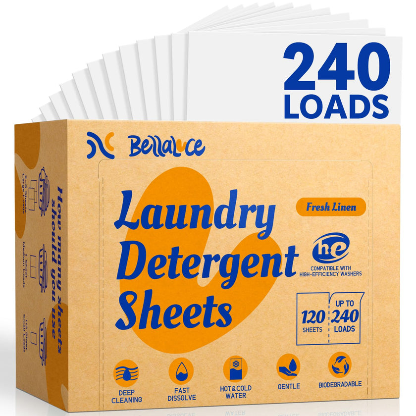Laundry Detergent Sheets (240 Loads) - Space-Saving, Hypoallergenic,Travel-Friendly,Deep Cleaning, Fresh Linen Scent, Plastic-Free, Eco-Conscious, Paraben-Free, No Mess, Fast Dissolve 🍁 All In One Marketplace Canada
