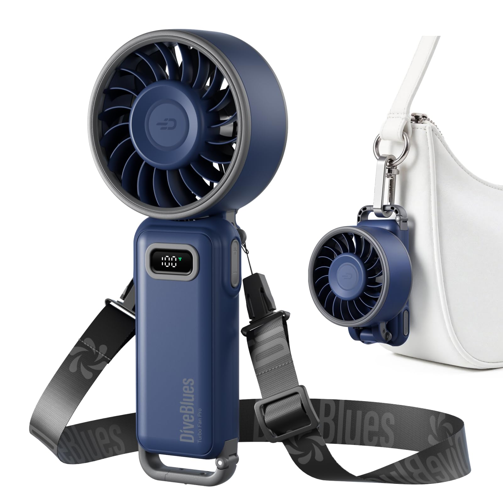 Diveblues Portable Hand Fan - Mini USB Rechargeable Handheld Fan Up to 12 Hours Cooling, 1-100 Speed Personal Fan with Turbo Airflow, 180° Foldable Desk Fan for Office & Bedroom & Travel & Commuting 🍁 All In One Marketplace Canada