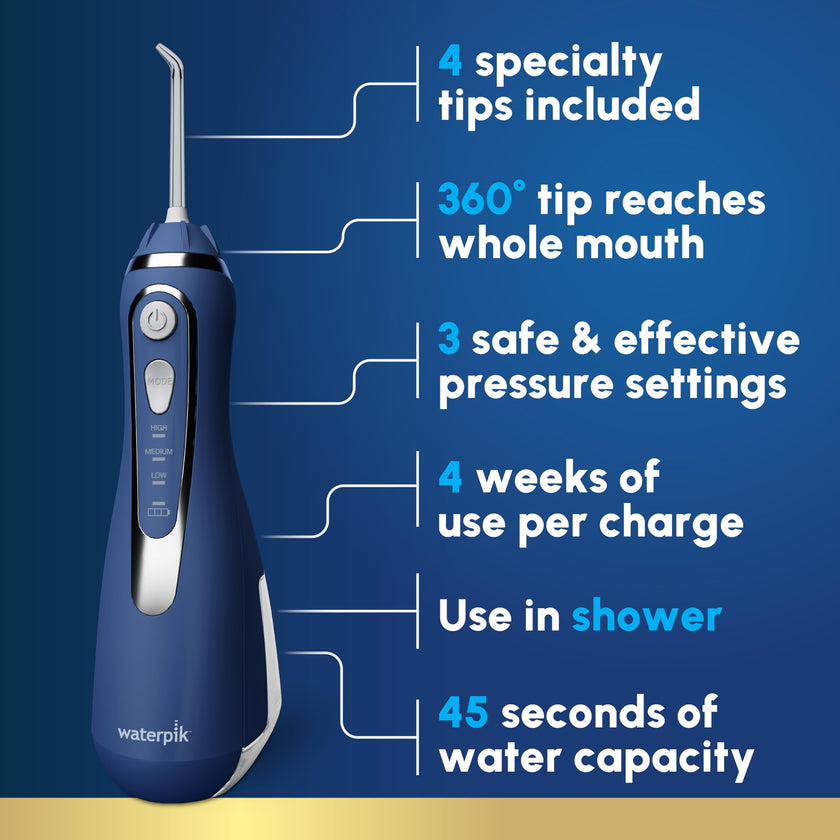 Waterpik Cordless Advanced 2.0 Water Flosser for Teeth, Gums, Braces, Dental Care with Travel Bag & 4 Tips, CDA Validated, Waterproof Rechargeable Handheld, Blue (1 Count) Packaging May Vary 🍁 All In One Marketplace Canada
