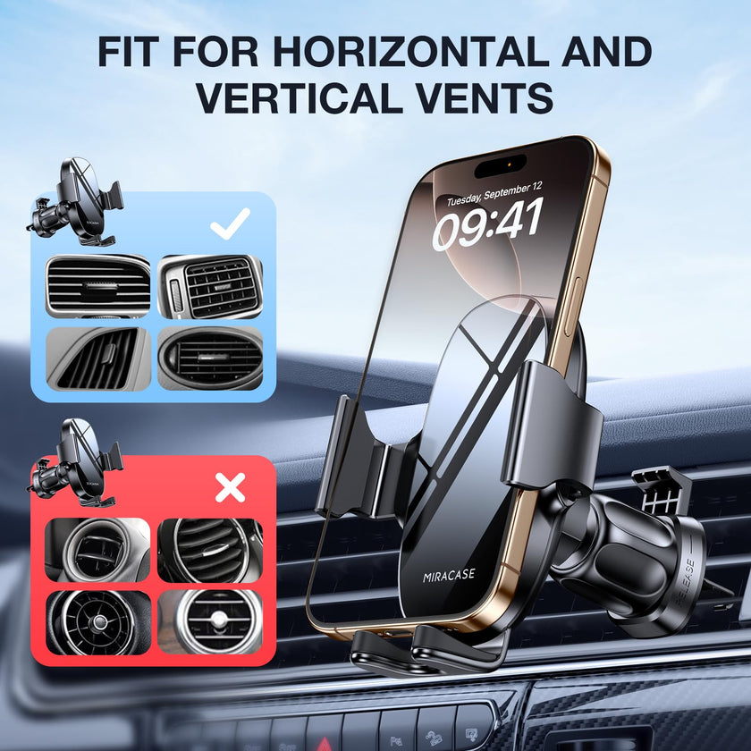 Miracase Phone Holder for Car Vent【2026 Wider Clamp & Metal Hook】 Car Phone Holder Mount for Vent Clip Hand Free Cell Phone Car Mount for iPhone 17 Pro Max 16 15 14 13 12 Samsung S25 Car Accesorries 🍁 All In One Marketplace Canada