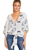 New V Neck Blouse Women Leopard Print Floral Tie Front Blouses Batwing Summer Oversize Ladies Tops