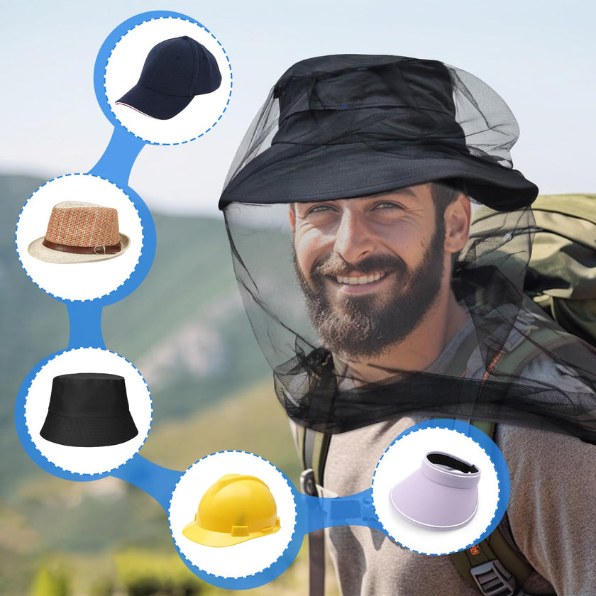 South to East Premium Mosquito Head Net for Insect, 2 Pack, Fly & Bug Protection | Ultra Large & Long, Extra Fine Holes for Camping, Hiking, Fishing, Gardening, Safari, Fits All Hats for Men & Women 🍁 All In One Marketplace Canada