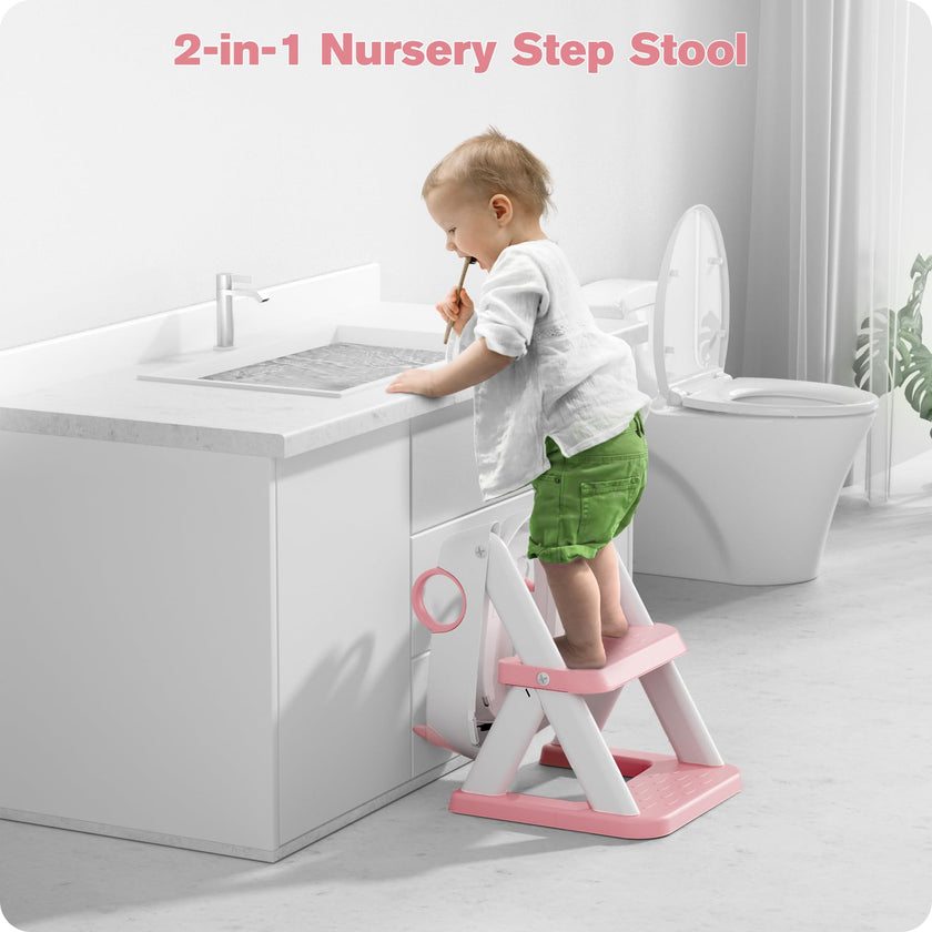 Rabb 1st Potty Training Seat, Upgrade Toddler Toilet Seat for Kids Boys Girls, 2 in 1 Potty Training Toilet for Kids, Splash Guard Anti-Slip Pad Step Stool (Pink) 🍁 All In One Marketplace Canada