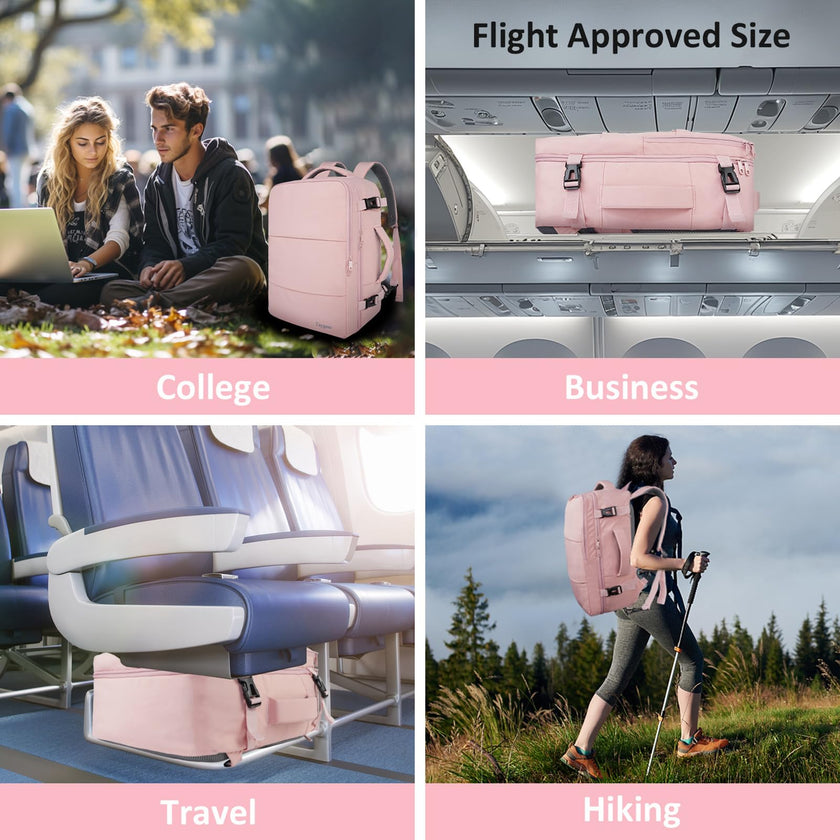 Taygeer Travel Backpack for Women, Carry On Backpack with Shoe Pouch, TSA 15.6inch Laptop Backpack Flight Approved, College Nurse Bag Casual Daypack for Weekender Business Hiking, Pink 🍁 All In One Marketplace Canada