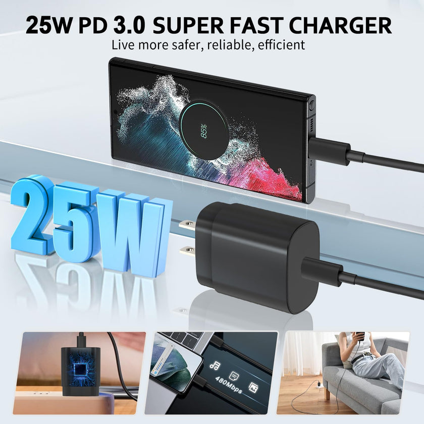 USB C Charger,2 Pack 25W USB C Fast Charger Super Fast Charging with 6FT USB C Cable Compatible with Samsung Galaxy S24 Ultra/S24 Plus/S24/S23/S22/S21/S20 Android Charger and More 🍁 All In One Marketplace Canada