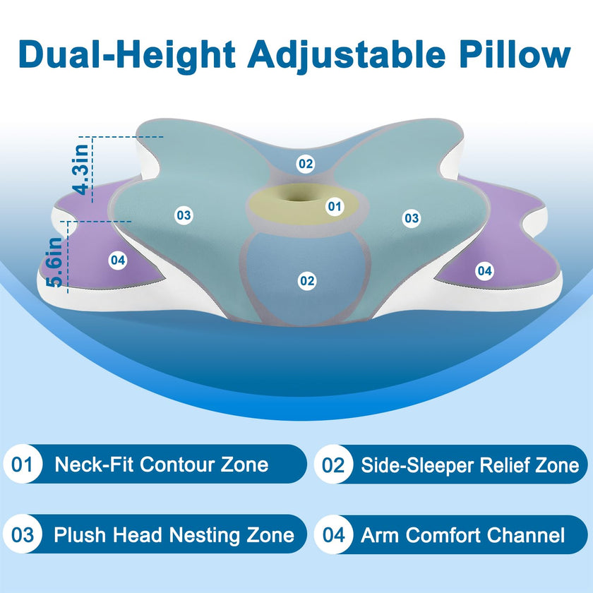 Sleep Apnea Pillow with Neck Pain & Snoring Relief -Orthopedic Cervical Pillow, Ergonomic Contour Memory Foam Pillow for Side,Back,Stomach Sleepers,Dreamers (Gray, Queen Size) 🍁 All In One Marketplace Canada