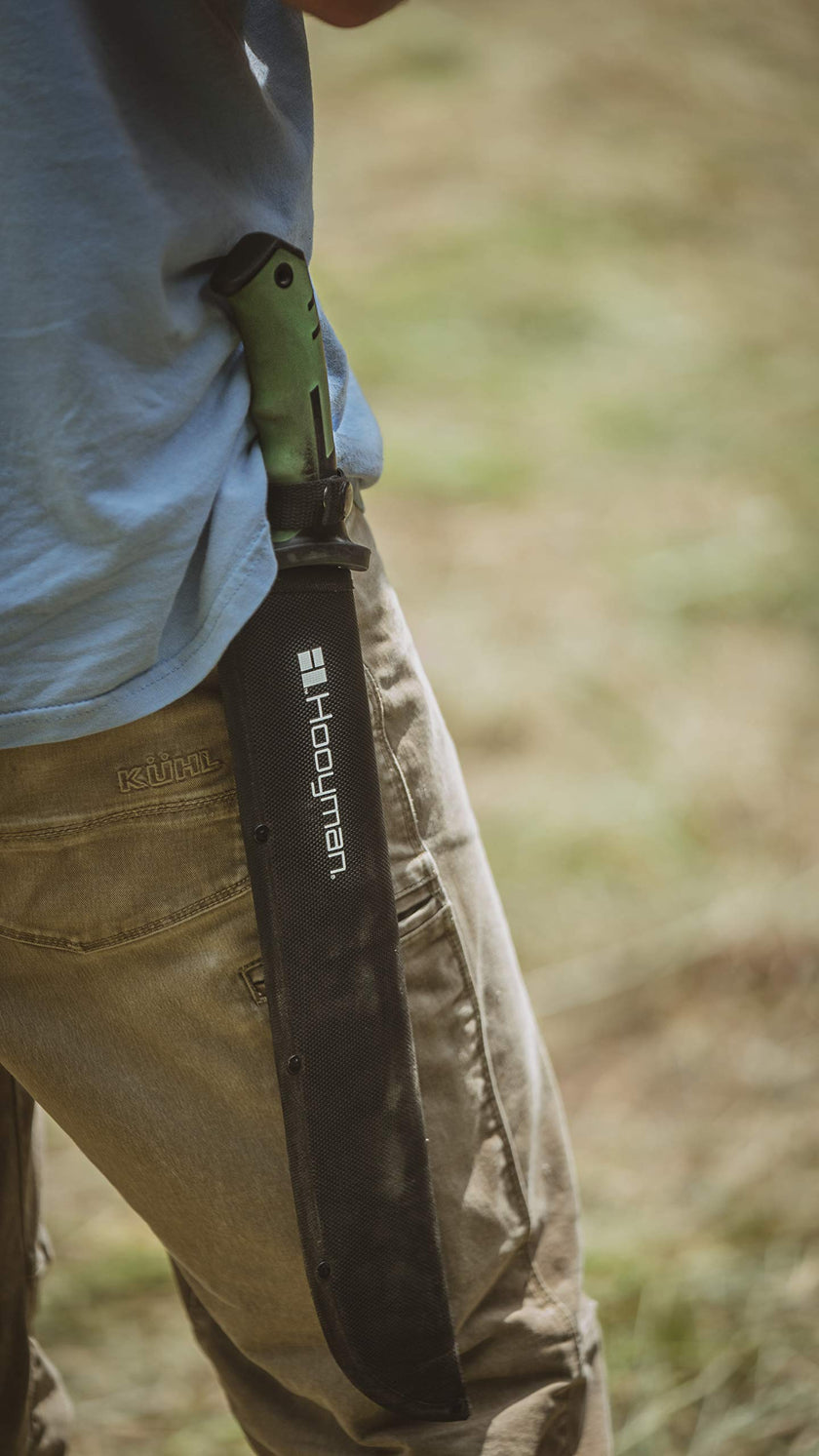 Hooyman Bush Machete with Heavy Duty Construction, Ergonomic No-Slip Handle and Belt Sheath for Gardening, Land Management, Bushcraft, Hunting and Outdoor , Black/Green 🍁 All In One Marketplace Canada