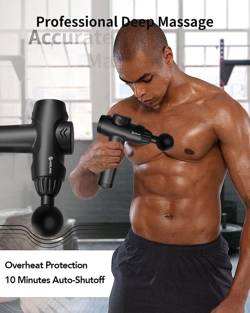 AERLANG Massage Gun,Mothers day gifts ideas Percussion Massage Gun, Muscle Handheld Deep Tissue Massager (Black)-– Six Different Adjustable Heads for Different Muscle Groups - 20 Speed Option 🍁 All In One Marketplace Canada