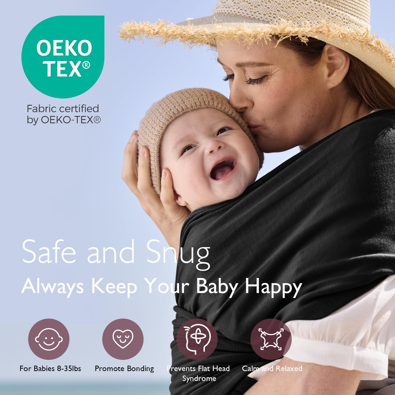 Momcozy Baby Wrap Carrier Slings, Infant Carrier Slings for Newborn up to 50 lbs, Baby Wrap Adjustable for Adult Fits Sizes XXS-XXL, Easy to Wear Baby Carriers, Ergonomic Front Facing/Back, Black 🍁 All In One Marketplace Canada