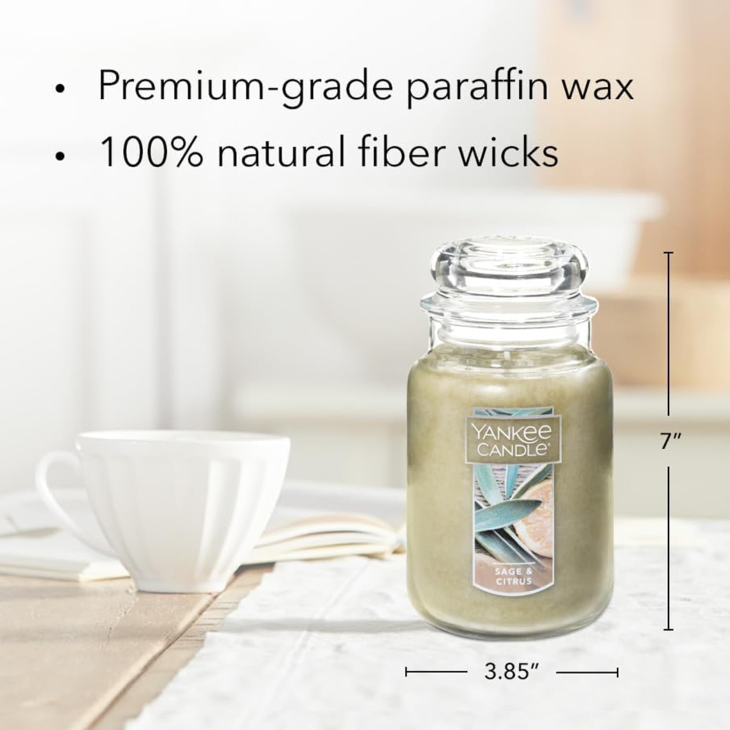 Yankee Candle Scented Candle, Sage & Citrus, Original Large Jar Candle, 110-150 Hours of Burn Time, 22 oz. 🍁 All In One Marketplace Canada