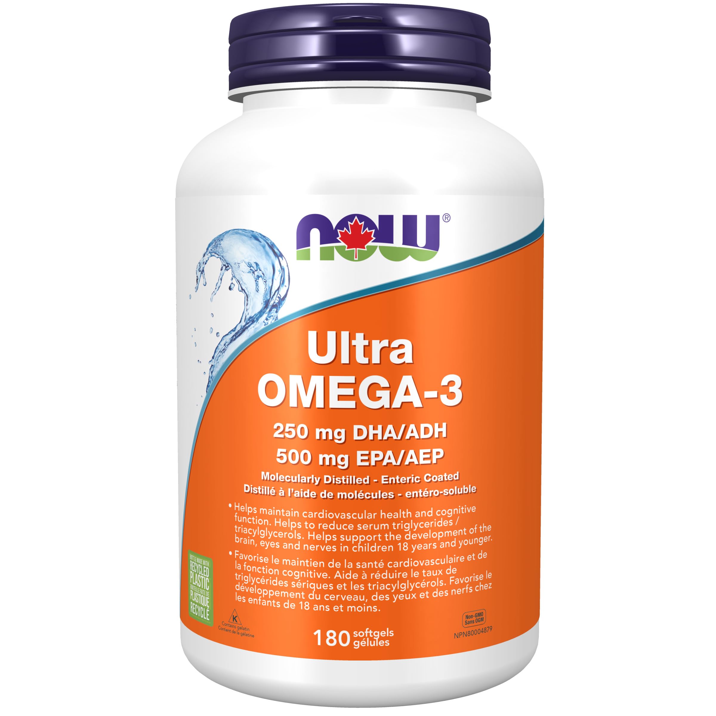 NOW Supplements, Ultra Omega-3 Molecularly Distilled and Enteric Coated, 180 Softgels 🍁 All In One Marketplace Canada