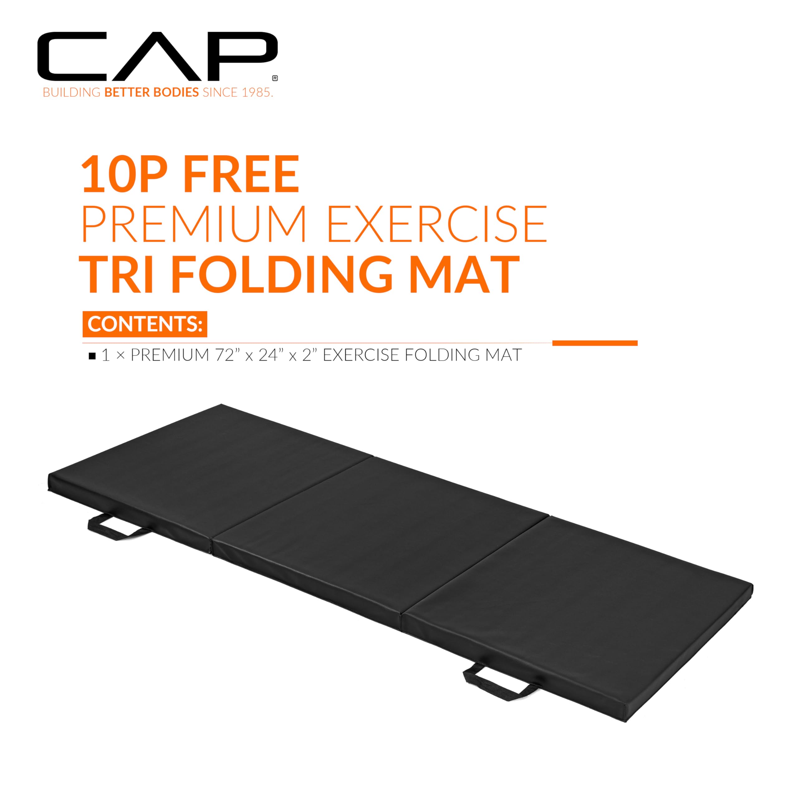 CAP Barbell Folding Exercise Mat – Durable, Anti-Tear, Thick Padding for Fitness, Aerobics, Gymnastics & Home Workouts. 72