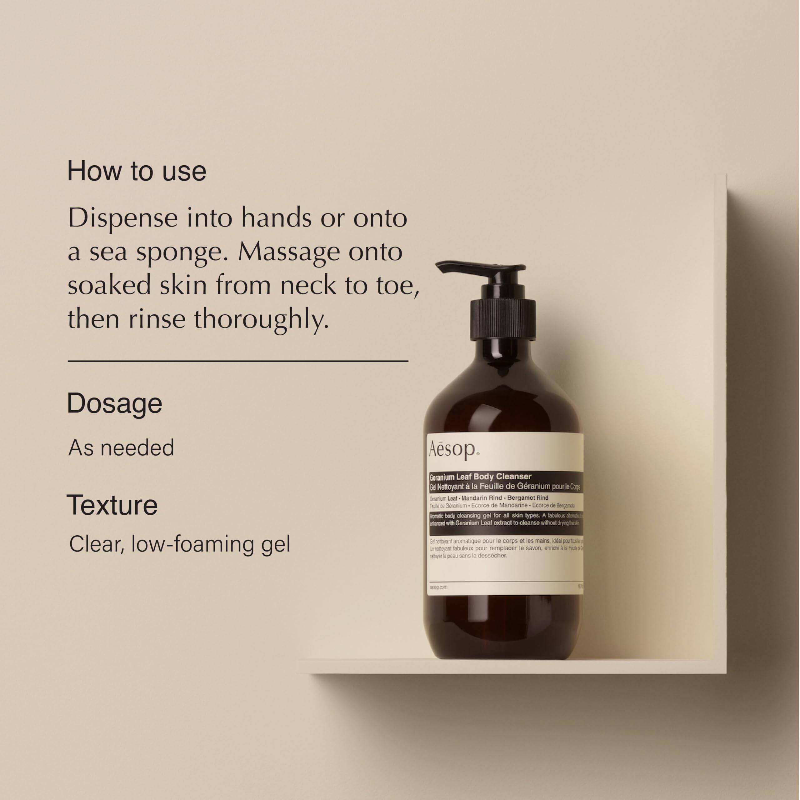 Aesop Geranium Leaf Body Cleanser | Gentle Shower Gel with Geranium, Mandarin and Bergamot Essential Oil Blend to Refresh & Balance Skin | 500 mL / 16.9 oz 🍁 All In One Marketplace Canada