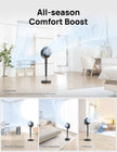 Dreo Fan for Bedroom, 120° Oscillating Standing Fans, Quiet Floor Fan with DC Motor, 100ft Pedestal Fans for Room, 9 Speeds, 4 modes, 20dB, 120° Manual Vertical, 37-42
