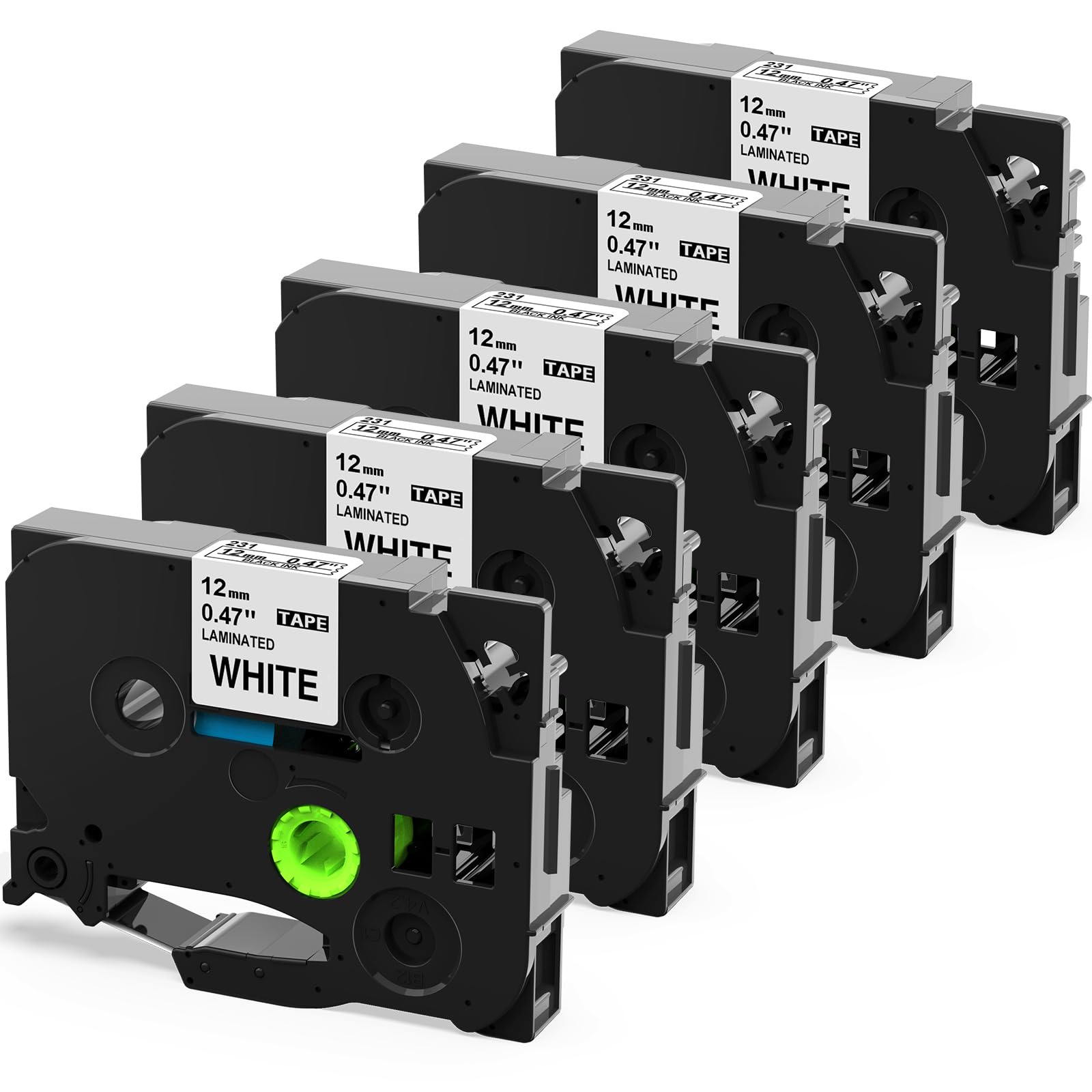 5 Pack TZe-231 Compatible with Brother Label Maker Tape P Touch TZe TZ Tape 12mm 0.47'' Laminated White TZ 231 Label Tape for Brother P-Touch PT-H110 PT-D210 PT-D600 PT-D400AD PT-1290 🍁 All In One Marketplace Canada