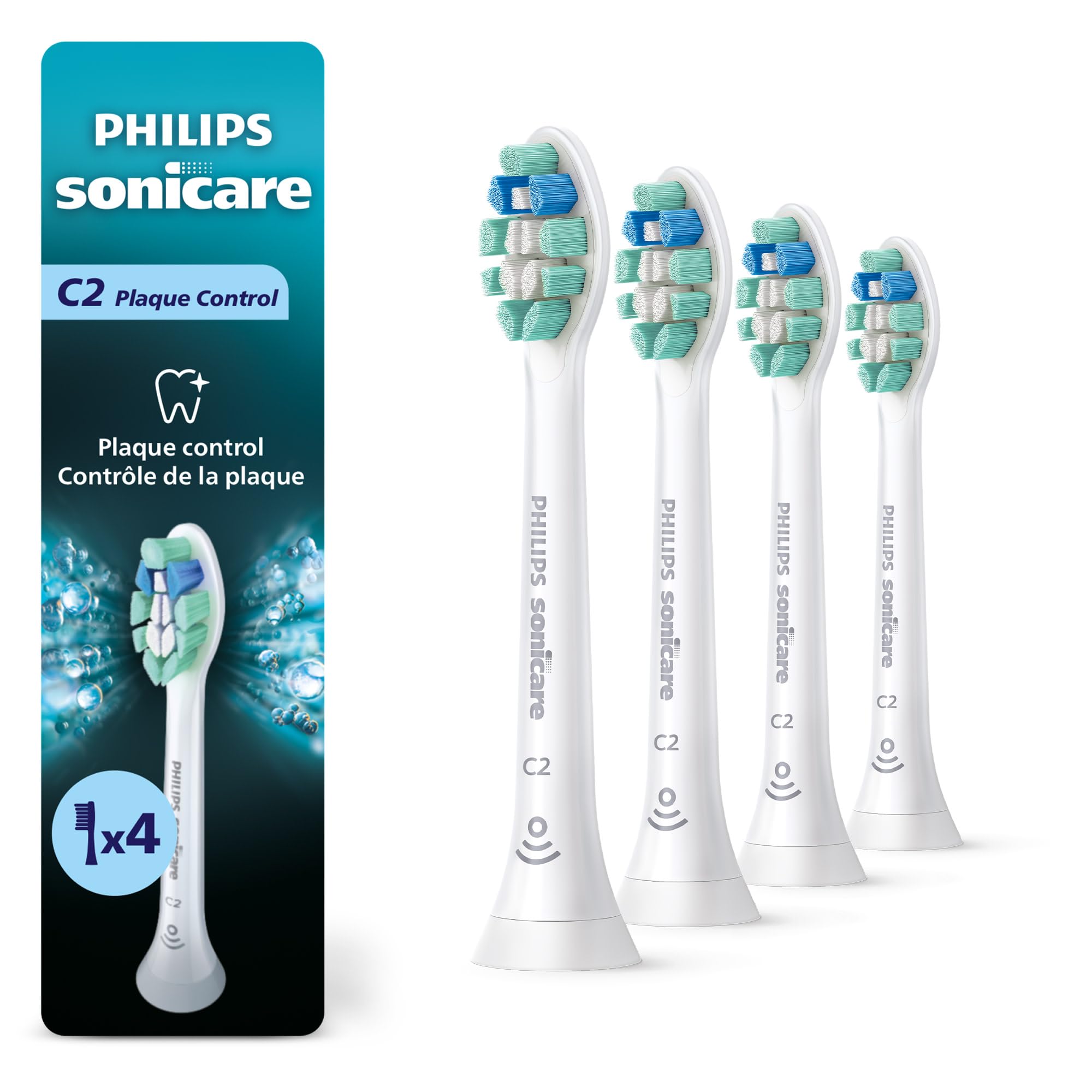 Philips Sonicare C2 Plaque Control - Genuine Replacement Electric Toothbrush Heads, White, 4 Pack One Year Supply, HX9024/77 🍁 All In One Marketplace Canada
