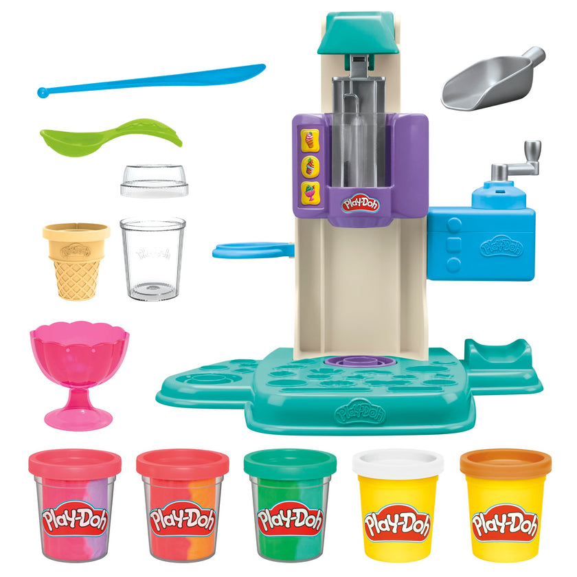 Play-Doh Rainbow Swirl Ice Cream Playset with 7 Pretend Play Kitchen Accessories, Arts and Crafts Toys for 3 Year Old Girls and Boys and Up 🍁 All In One Marketplace Canada