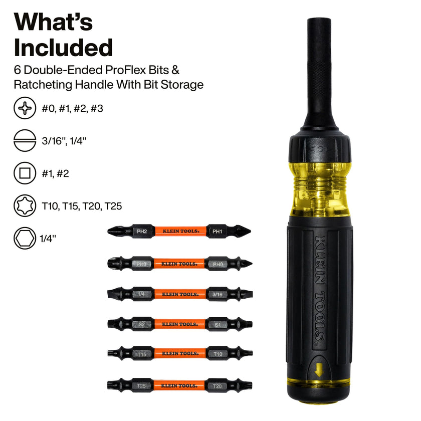 Klein Tools 32313HD 13-in-1 Multi-bit Ratcheting Screwdriver, Double-Ended Impact Bit Set, 12 Impact Driver Bits and 1/4-Inch Nut Driver 🍁 All In One Marketplace Canada
