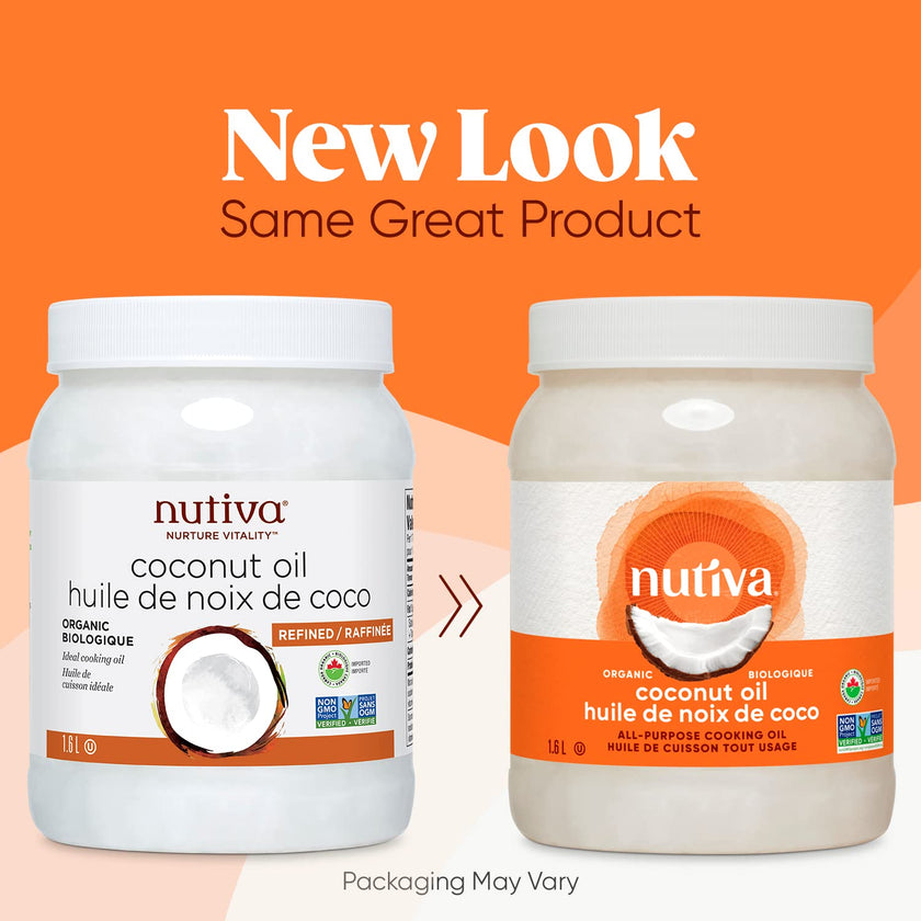 Nutiva Organic Steam-Refined Coconut Oil, 1.6 L, Non-GMO, Fair Trade | Vegan, Keto & Paleo, Neutral Flavor and Aroma for Cooking & Natural Moisturizer for Skin and Hair 🍁 All In One Marketplace Canada