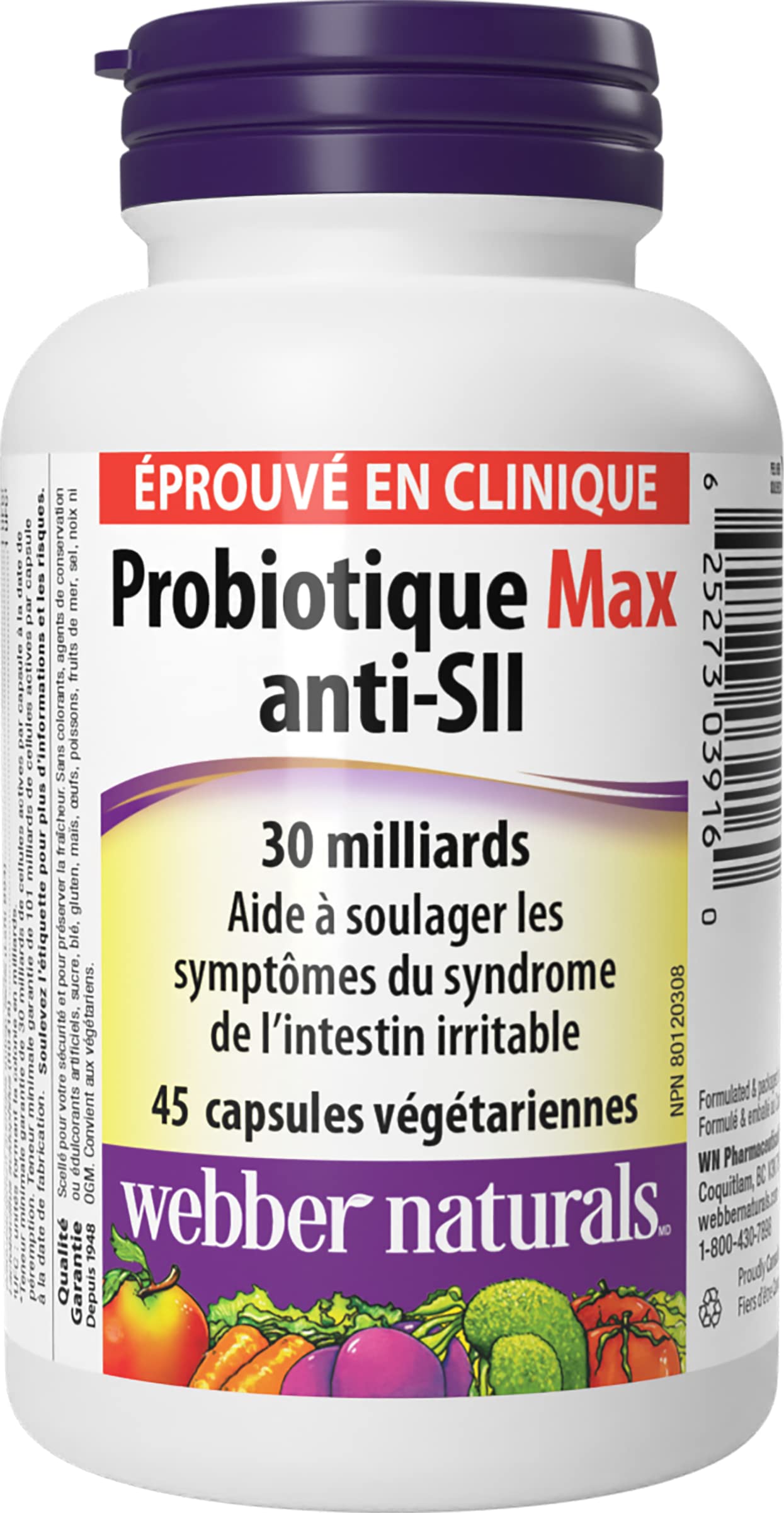 Webber Naturals Probiotic Max IBS Support, 30 Billion Active Cells, 5 Probiotic Strains, 45 Capsules, Helps Reduce Symptoms of Irritable Bowel Syndrome, Vegetarian 🍁 All In One Marketplace Canada