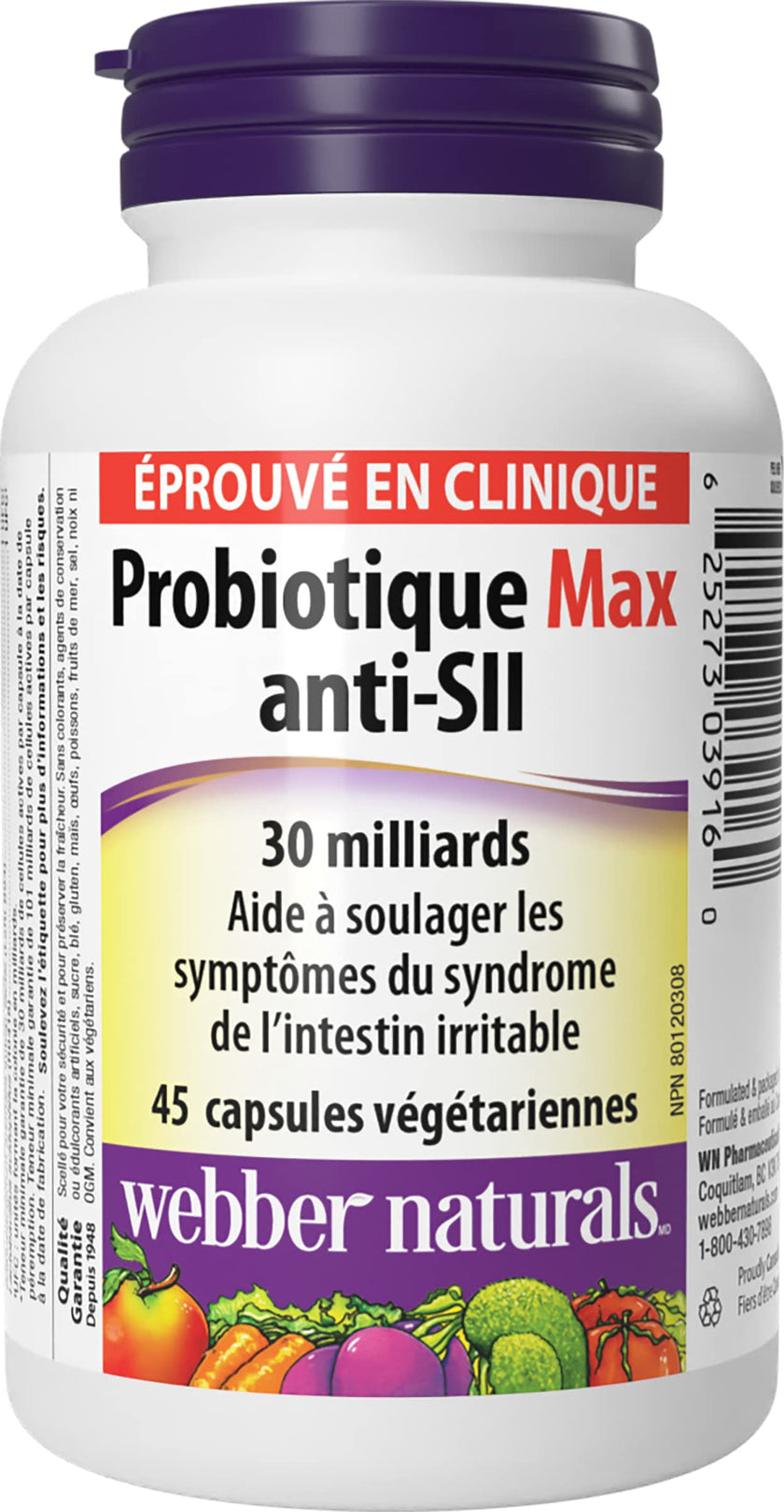 Webber Naturals Probiotic Max IBS Support, 30 Billion Active Cells, 5 Probiotic Strains, 45 Capsules, Helps Reduce Symptoms of Irritable Bowel Syndrome, Vegetarian 🍁 All In One Marketplace Canada
