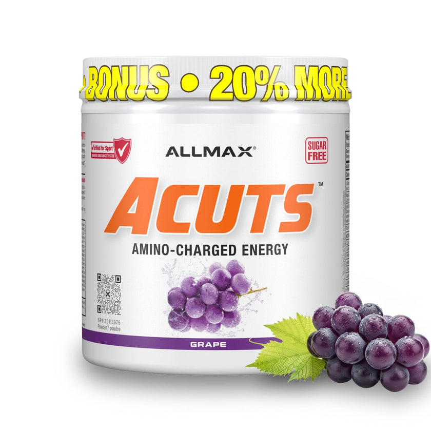 ALLMAX ACUTS Amino Energy Powder with Amino Acids Supplement, Grape, 36 Servings, Caffeine, Green Coffee Extract, 2000 mg Taurine, L-Carnitine, Sugar Free, Gluten & Dye Free, Amino Acid Drink 🍁 All In One Marketplace Canada