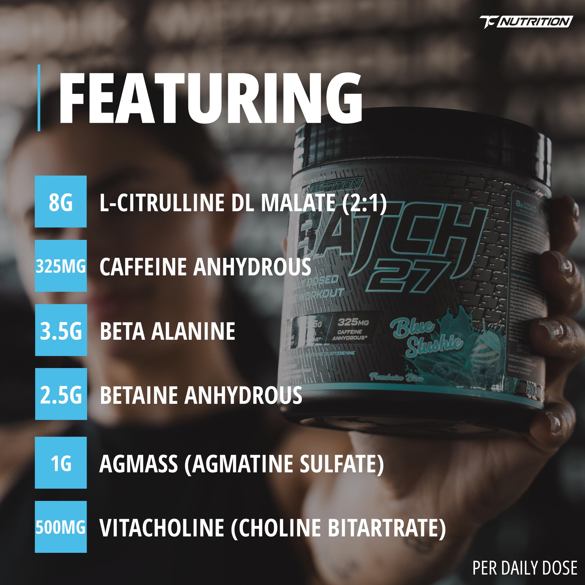 Batch 27 Pre Workout Powder - Nitric Oxide Booster & Preworkout for Men and Women w/Citrulline, Beta Alanine, Caffeine for Enhanced Energy, Endurance, & Reduced Fatigue - 40 Servings, Blue Slushie 🍁 All In One Marketplace Canada