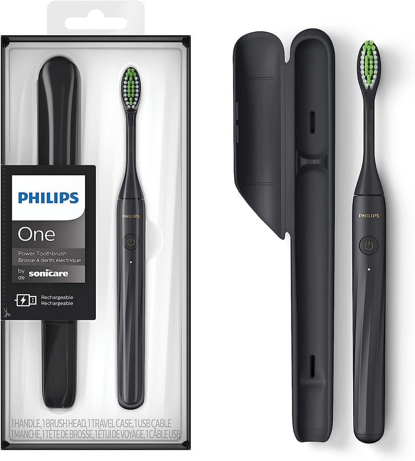 Philips One by Sonicare Rechargeable Toothbrush, 1 Brush Head, Black 🍁 All In One Marketplace Canada