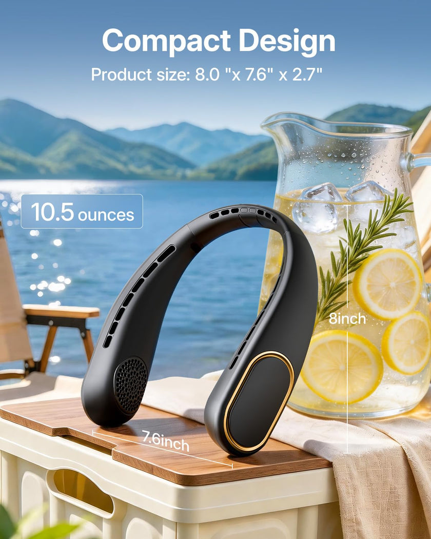 Portable Neck Fan - Hands Free Personal Fan, Rechargeable Bladeless Fan with 5000mAh-Battery, Digital Display, 4 Speeds, Birthday Gifts for Men, Women, Mom, and Dad - Black 🍁 All In One Marketplace Canada