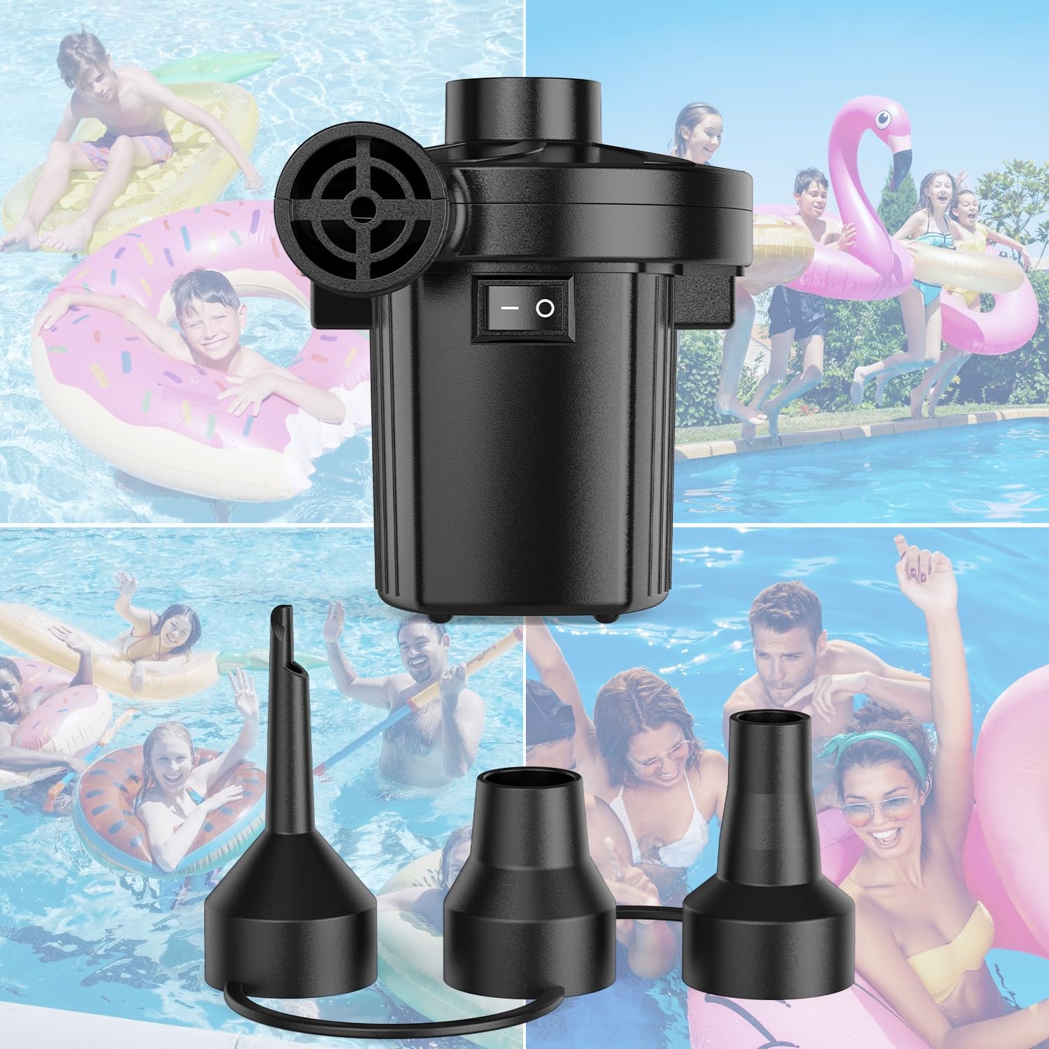 Electric Air Pump for Inflatables,Portable Quick-Fill Air Pump with 3 Nozzles,110-120V, Inflator & Deflator Pumps for Outdoor Camping, Air Mattress Beds,Boats,Inflatable Cushion,Couch,Pool Floats 🍁 All In One Marketplace Canada