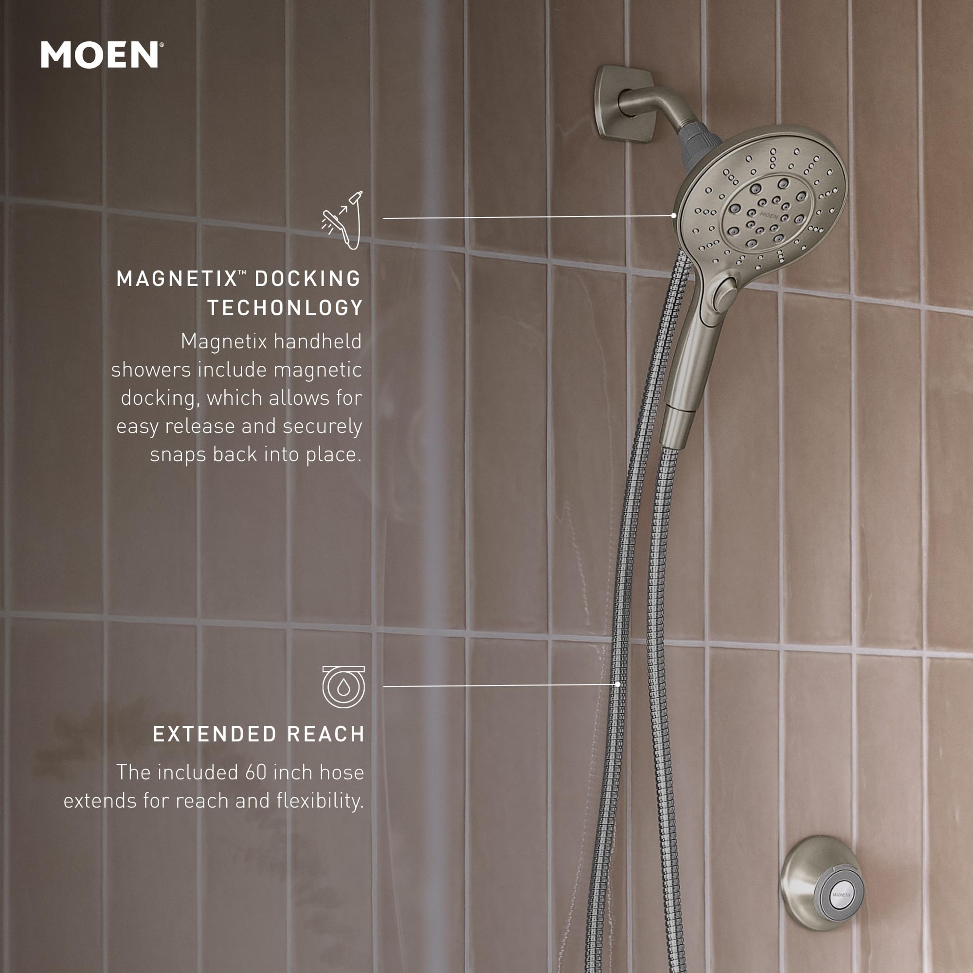 Moen 26112SRN Engage Magnetix Six-Function 5.5-Inch Handheld Showerhead with Magnetic Docking System, Spot Resist Brushed Nickel 🍁 All In One Marketplace Canada