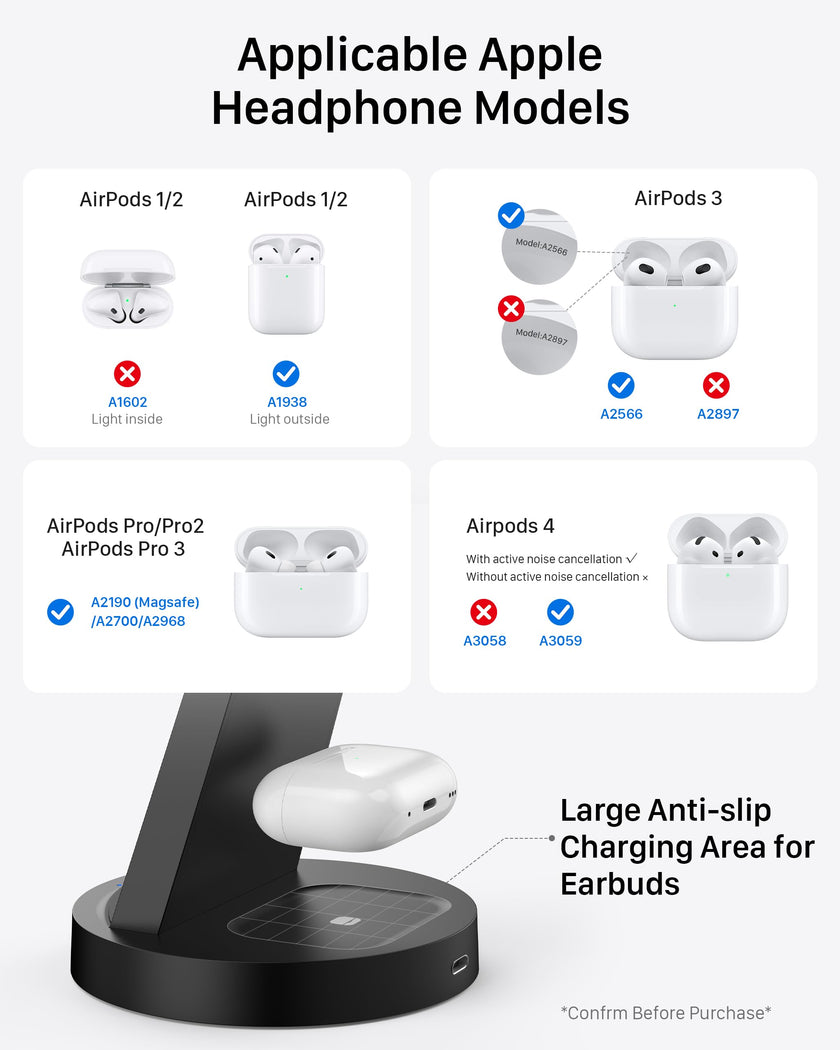 Anlmz 3 in 1 Charging Station for iPhone, Wireless Charger for iPhone 17 16e 16 15 14 13 12 11 X Pro Max & Apple Watch - Wireless Charging Station for AirPods 4 3 Pro 🍁 All In One Marketplace Canada