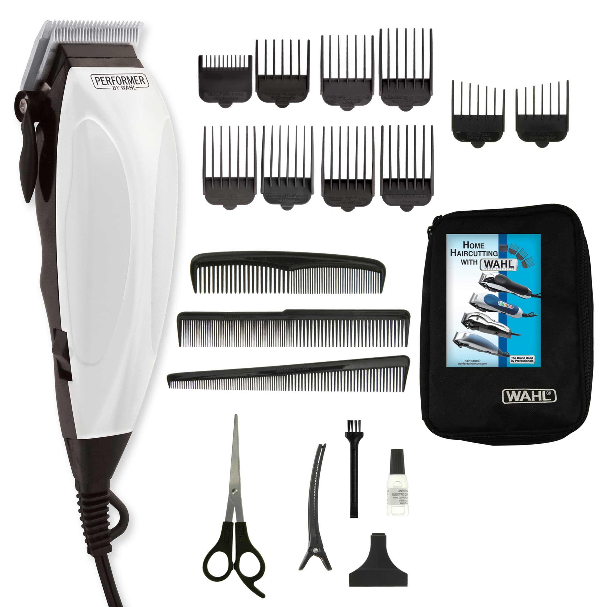 Wahl Canada Performer Haircutting Kit, Quality Economy Clipper Complete with Accessories, Powerful, Quiet Motor, Self-Sharpening Precision Ground Blades, Hair Clipper, At Home Haircutting Kit - Model 3160 🍁 All In One Marketplace Canada