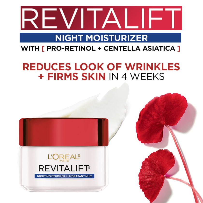 L’Oréal Paris Pro-Retinol + Centella Asiatica Night Cream, Moisturizer for Face, Revitalift, Fights look of wrinkles, Firms Skin, Resist look of Signs of Aging, Skincare - 50 ml 🍁 All In One Marketplace Canada