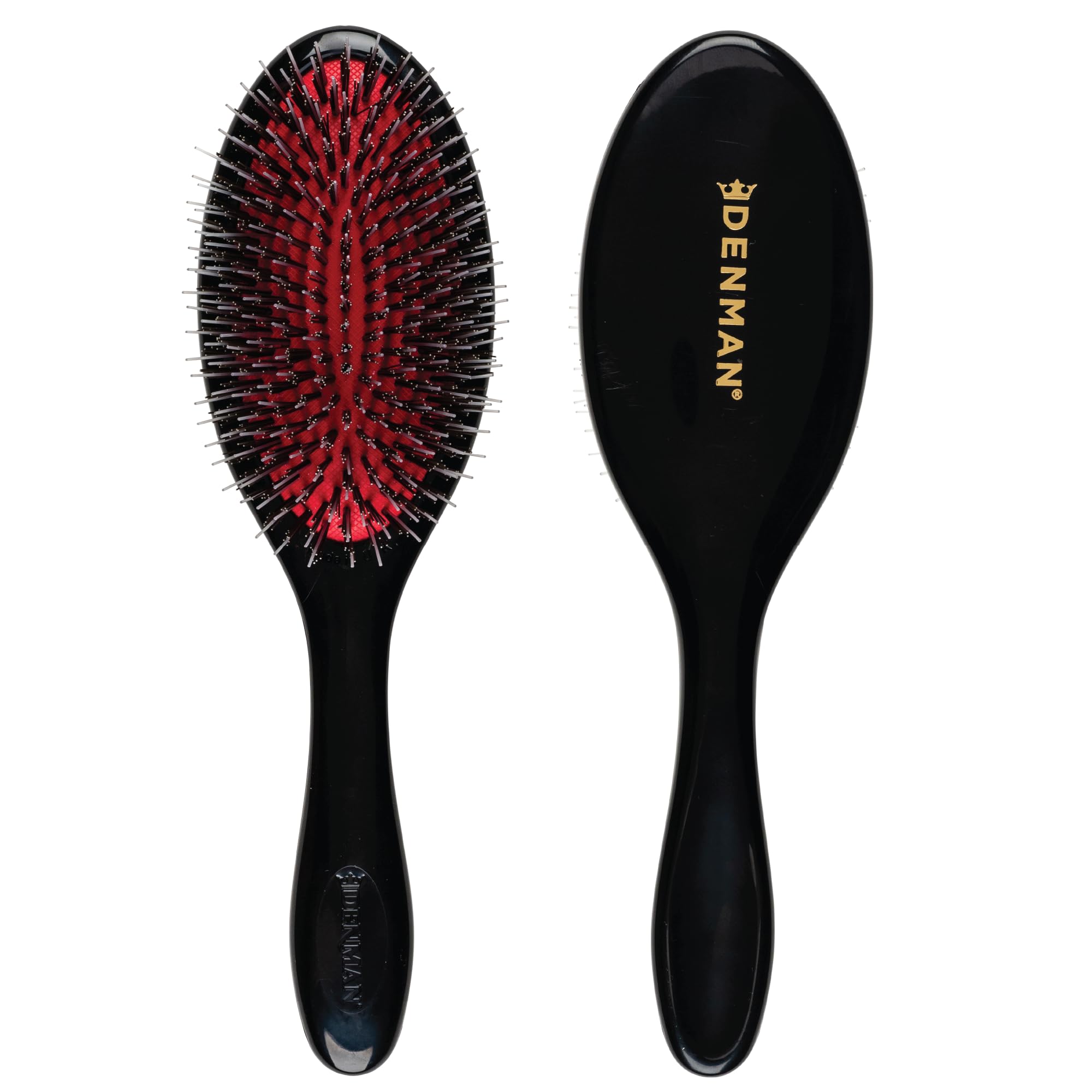 Denman Cushion Hair Brush (Medium) with Soft Nylon Quill Boar Bristles - Porcupine Style for Grooming, Detangling, Straightening, Blowdrying and Refreshing Hair – Black, P081M 🍁 All In One Marketplace Canada
