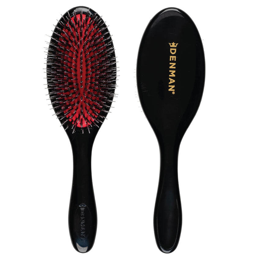 Denman Cushion Hair Brush (Medium) with Soft Nylon Quill Boar Bristles - Porcupine Style for Grooming, Detangling, Straightening, Blowdrying and Refreshing Hair – Black, P081M 🍁 All In One Marketplace Canada