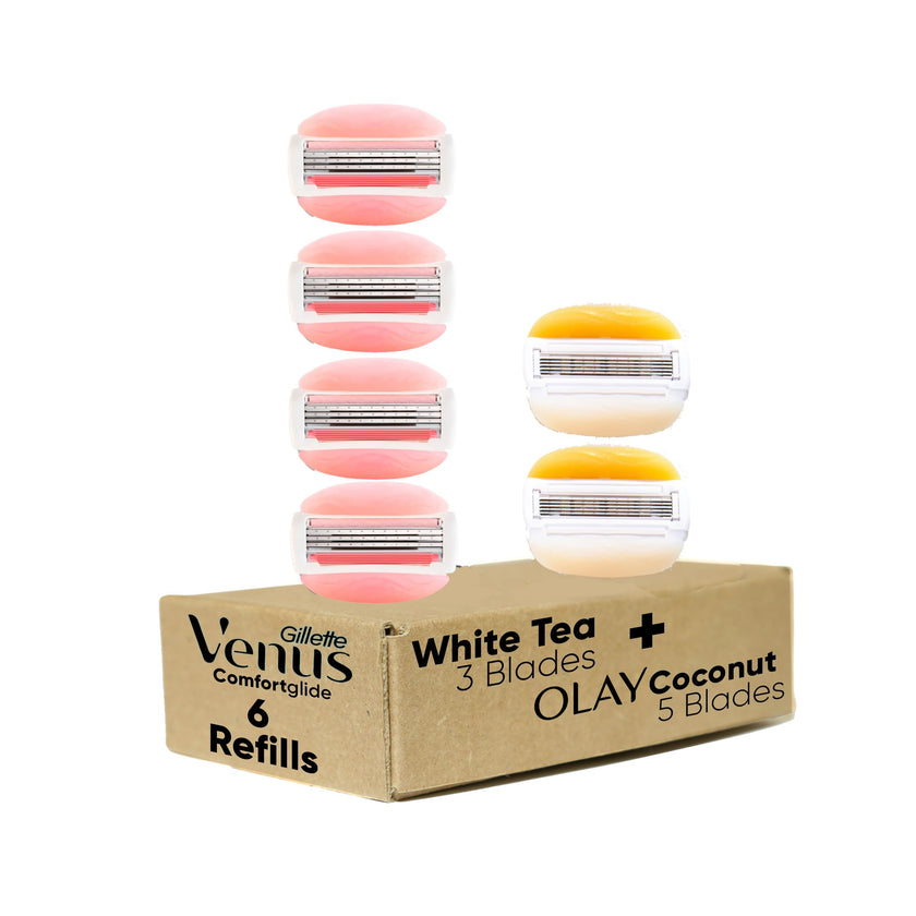 Gillette Venus Razors for Women Refills, ComfortGlide Razor Refill, White Tea + Olay, 6 Refills 🍁 All In One Marketplace Canada
