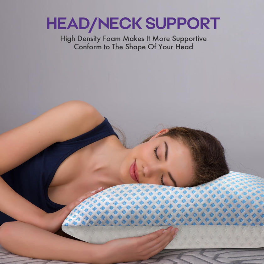 Cooling Memory Foam Pillows Queen Size 2 Pack, Adjustable Shredded Foams, Soft Firm Bed Pillow for Sleeping with Hypoallergenic Zipper Pillow Cover for Side, Back Sleepers, 20x30In 🍁 All In One Marketplace Canada