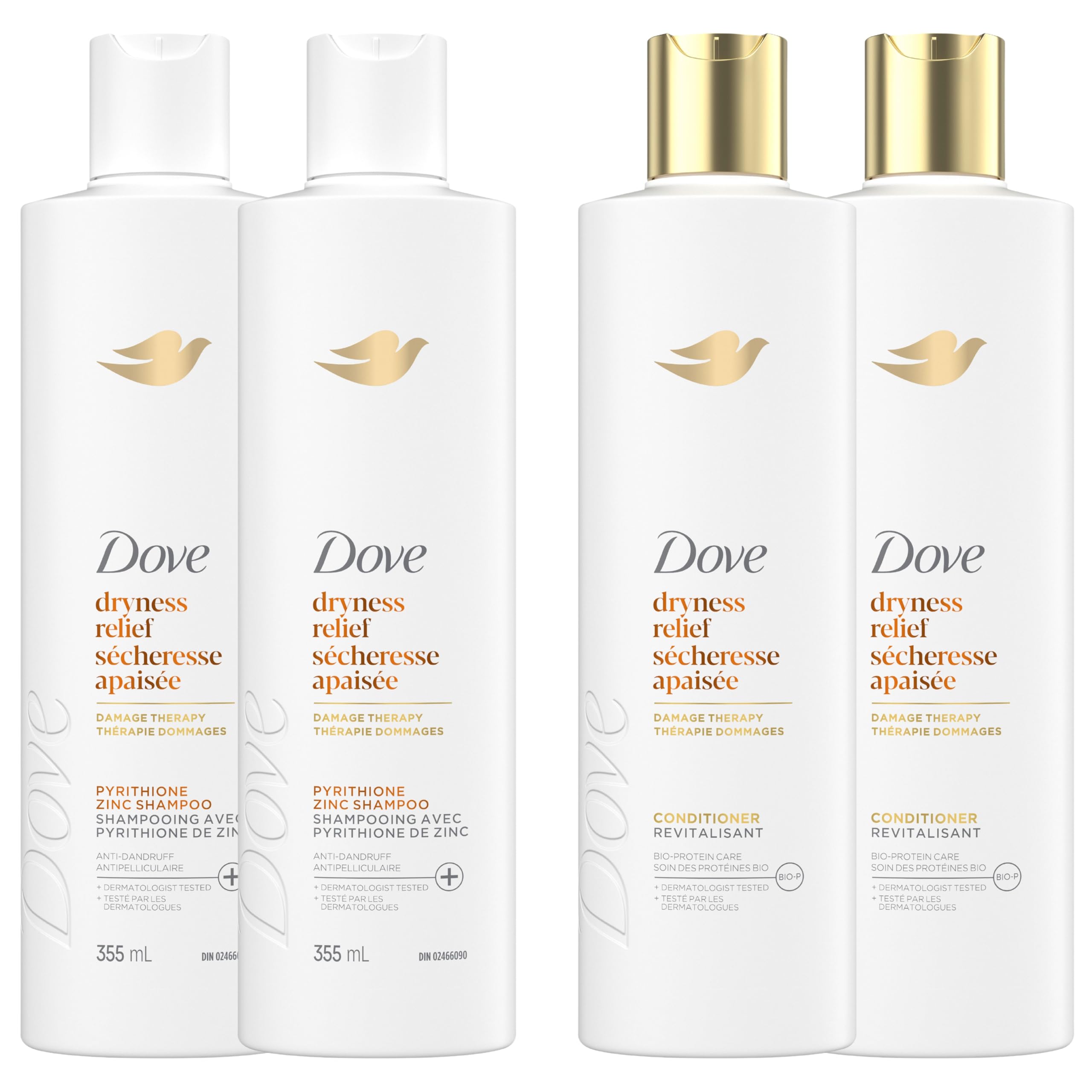 Dove Dryness Relief Damage Therapy Shampoo & Conditioner, 355mL, 4-Pack 🍁 All In One Marketplace Canada