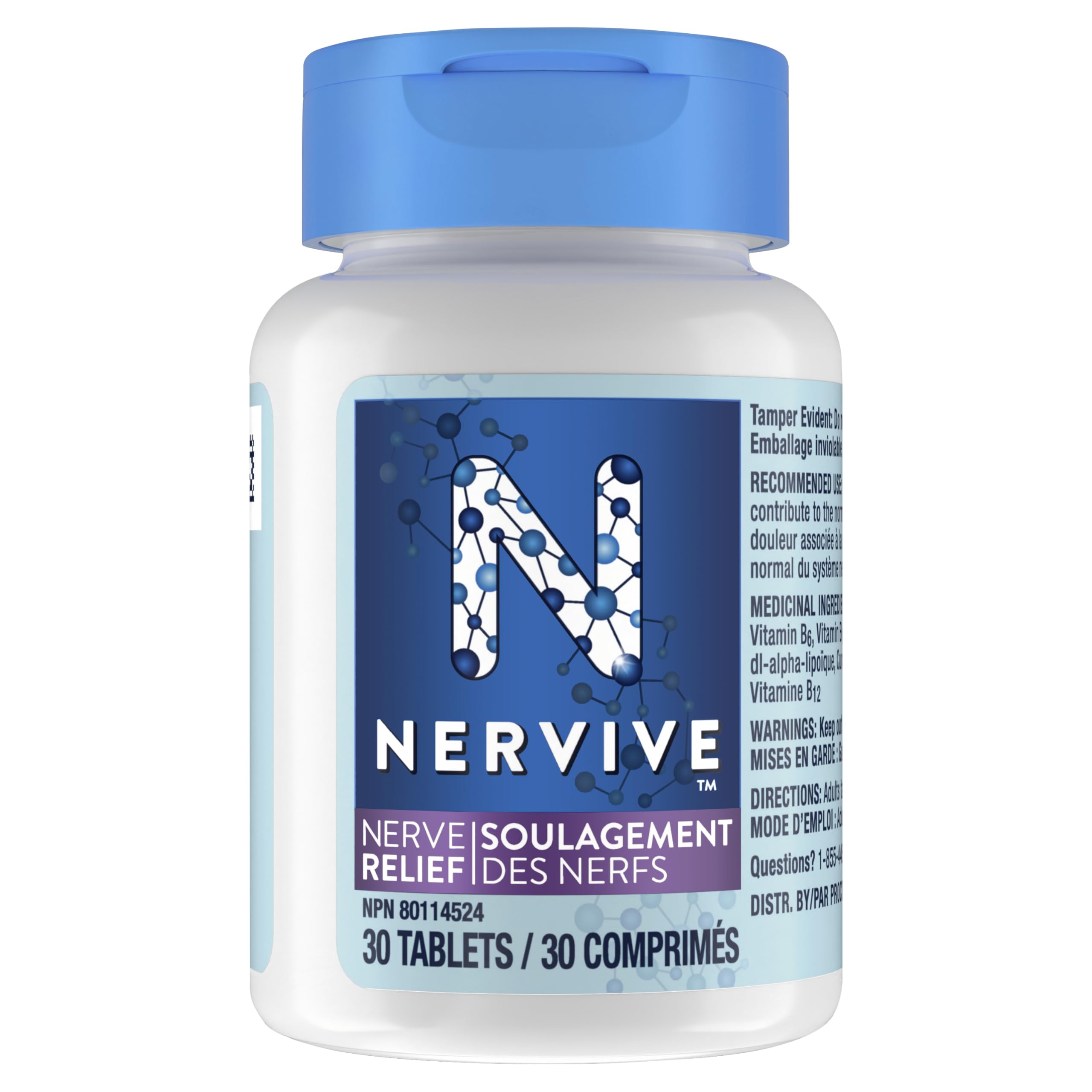 Nervive Nerve Relief, Helps Relieve Pain associated with Peripheral Neuropathy, Alpha Lipoic Acid ALA, Vitamins B1-Thiamine, B6, & B12, Turmeric, Ginger, 30-Day Supply, 30 Count 🍁 All In One Marketplace Canada