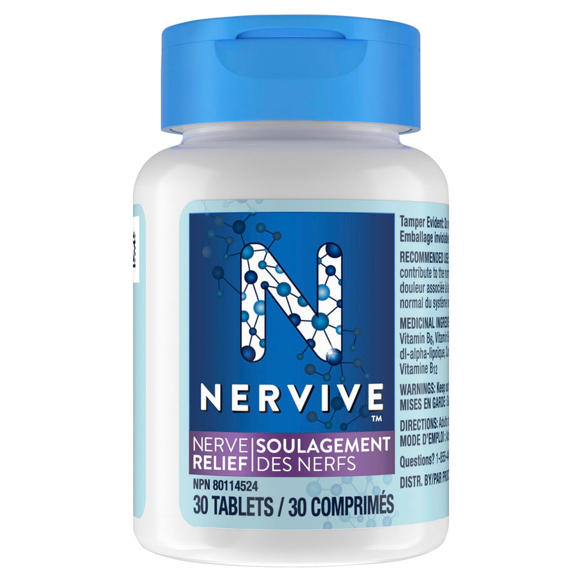 Nervive Nerve Relief, Helps Relieve Pain associated with Peripheral Neuropathy, Alpha Lipoic Acid ALA, Vitamins B1-Thiamine, B6, & B12, Turmeric, Ginger, 30-Day Supply, 30 Count 🍁 All In One Marketplace Canada
