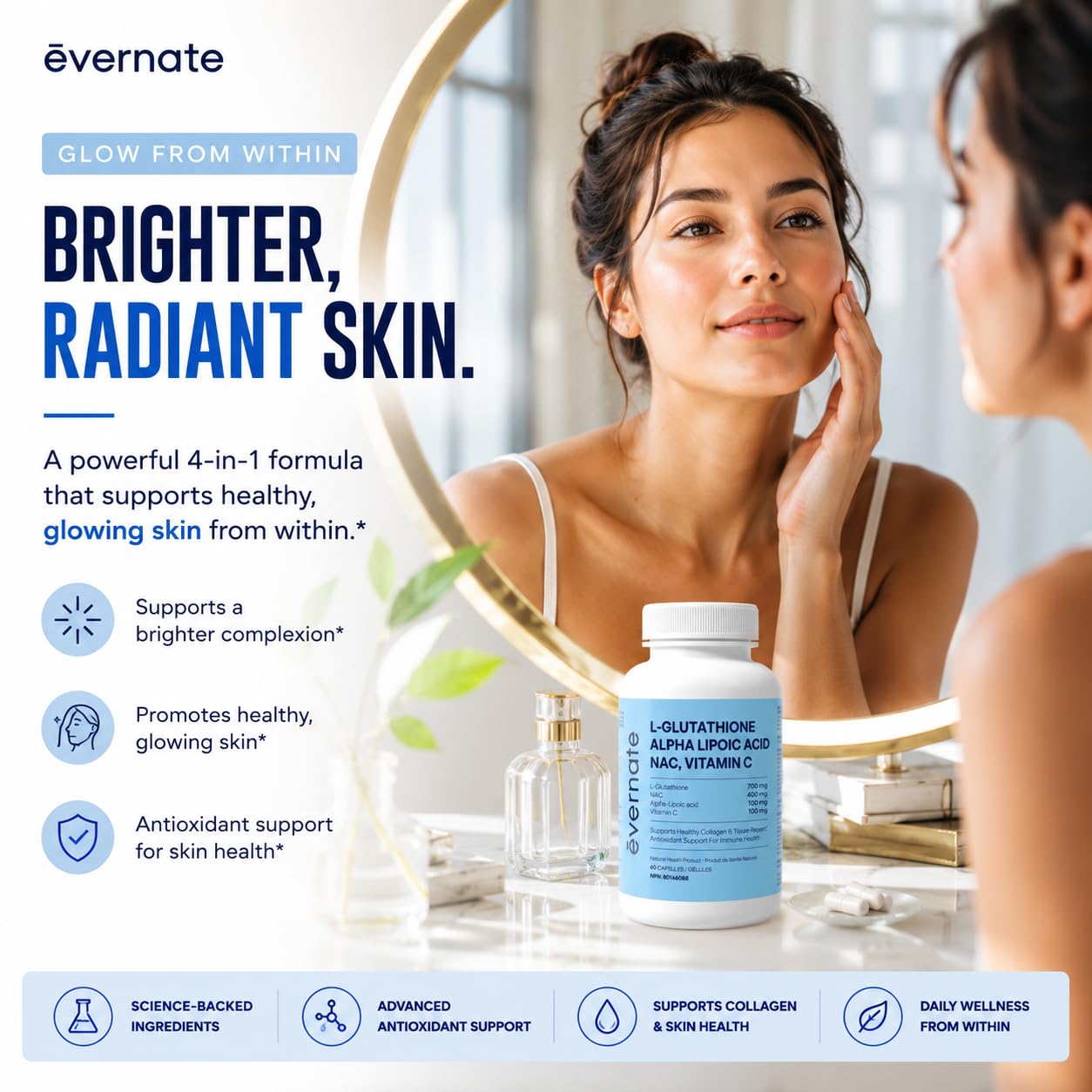 ALL-IN-ONE L-Glutathione 700 mg (Reduced) with NAC 400 mg, Alpha-Lipoic Acid 200 mg & Vitamin C (Per Serving: 2 Capsules) – Advanced Skin Brightening, Antioxidant & Immune Support Supplement – Made in Canada 🍁 All In One Marketplace Canada