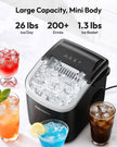 EUHOMY Countertop Ice Maker Machine with Handle, 26lbs in 24Hrs, 9 Ice Cubes Ready in 6 Mins, Auto-Cleaning Portable Ice Maker with Basket and Scoop, for Home/Kitchen/Camping/RV. (Black) 🍁 All In One Marketplace Canada